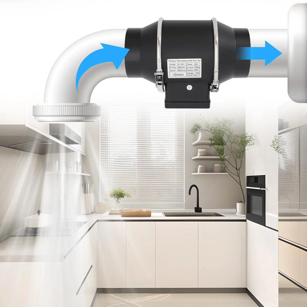 220V Ventole di Scarico Per Uso Domestico Silenzioso Tubo In Linea Condotto Ventilatore Estrattore Parete Aria Pulita Ventilatore per Cucina Bagno Wc 220m3/h