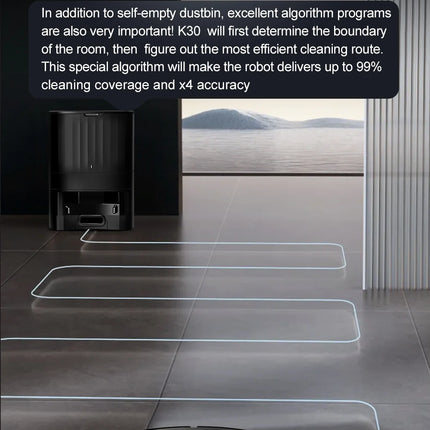 ABIR K30 Robot Vacuum Cleaner, Automatic Emptying Station, Lidar Laser, 6500PA Suction, Multi-Floor Mapping, Smart Home Appliance for Dry and Wet Cleaning