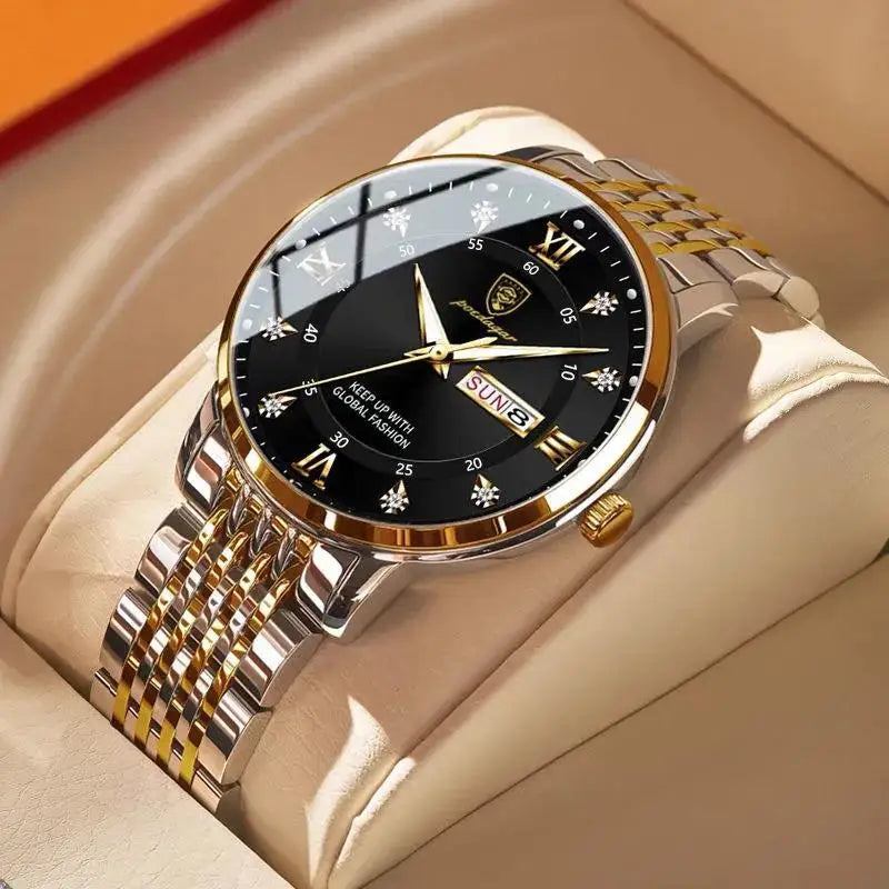 Herrenuhr, wasserdicht, mit Doppelkalender, Nachtlicht, koreanische Ausgabe, modische Armbanduhr, Geburtstagsgeschenk für Männer, Überraschung