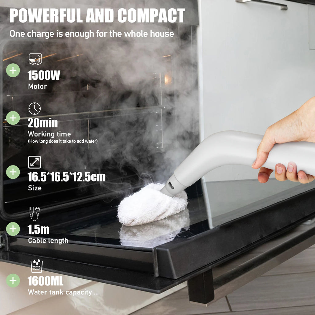 HIEE Tragbarer Dampfreiniger 1500W, 1200ML Hohe Temperatur, Reiniger für Küchenabzugshauben, Tiefenreinigung und Desinfektion, Elektrischer Dampfreiniger