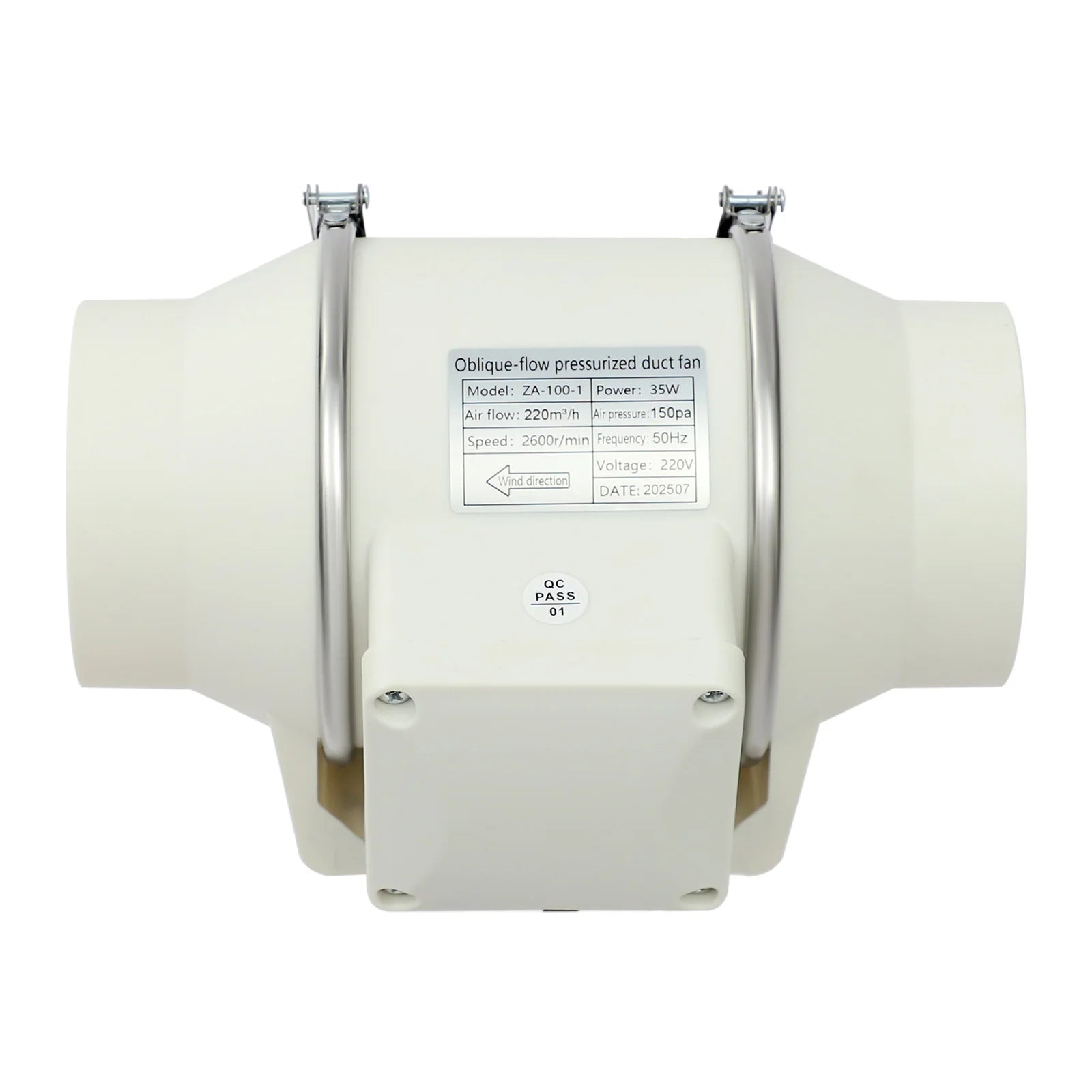 Ventilatore da condotto 220V, ventilatore di scarico silenzioso per cucina/bagno, 2600 giri/min