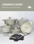 Donnor Set di pentole da 15 pezzi Set di pentole antiaderenti serie Wave Casseruola con rivestimento in granito Utensili da cucina senza fumo