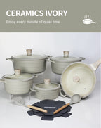 Donnor Set di pentole da 15 pezzi Set di pentole antiaderenti serie Wave Casseruola con rivestimento in granito Utensili da cucina senza fumo