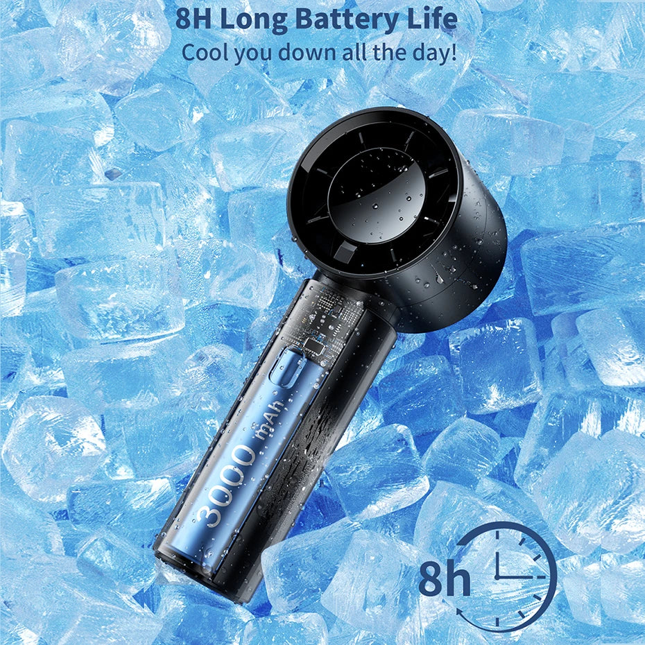 ColdSky Ventilatore portatile ricaricabile 3000 mAh 5 velocità con display digitale