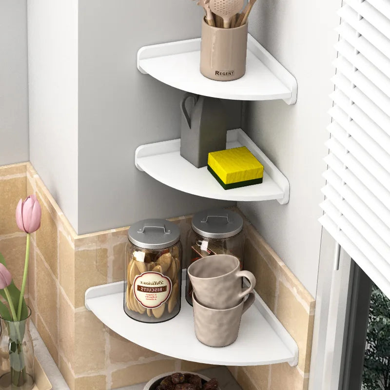 Accessori da Cucina: Porta Spezie Triangolare Multistrato da Parete Senza Foratura, Contenitore Multifunzionale Salvaspazio