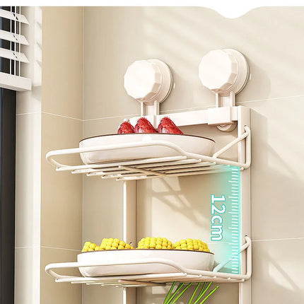 Ventosa multistrato Rastrelliere per verdure e frutta da cucina Vassoio angolare da parete Scaffale da cucina rimovibile Utensili senza foratura