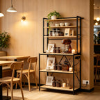 Modernes Ausstellungsregal, Kaffeestation, Küchenregal mit Steckdosen, Küchenschrank – Mini-Arbeitsstation für Kaffee und Geräteorganisation