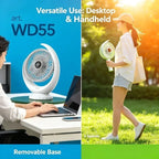 WETECH Ventilatore portatile piccolo, ventilatore da tavolo ricaricabile tramite USB, ventilatore personale silenzioso a 3/5 velocità per studio e ufficio