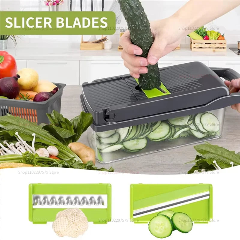 Affettatrice trituratore di verdure portatile multifunzionale da cucina, grattugia per patate e carote, robot da cucina domestico per frutta e verdura