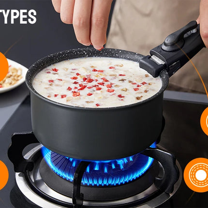 Non-stick saucepan set with removable handle and sealing lids, non-stick cookware set for induction hob