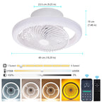 Ventilatore da Soffitto Intelligente con Luci a 360° °   Lampada Ventilatore Moderna Girevole con Controllo Remoto APP, Dimmerabile, 6 Velocità del Vento, Flusso d'Aria Reversibile per Interni