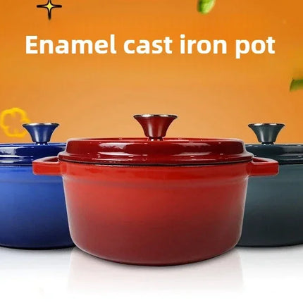Household Soup Pot Enamelled Pot with Lid Ceramic Enamel Heat-Resistant Two-Ear Non-Stick Pot Gas Induction Cooker Kitchen Utensils