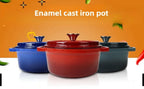 Pentola per zuppa domestica Pentola smaltata con coperchio Smalto ceramico Resistente al calore Due orecchie Pentola antiaderente Fornello a induzione a gas Utensili da cucina