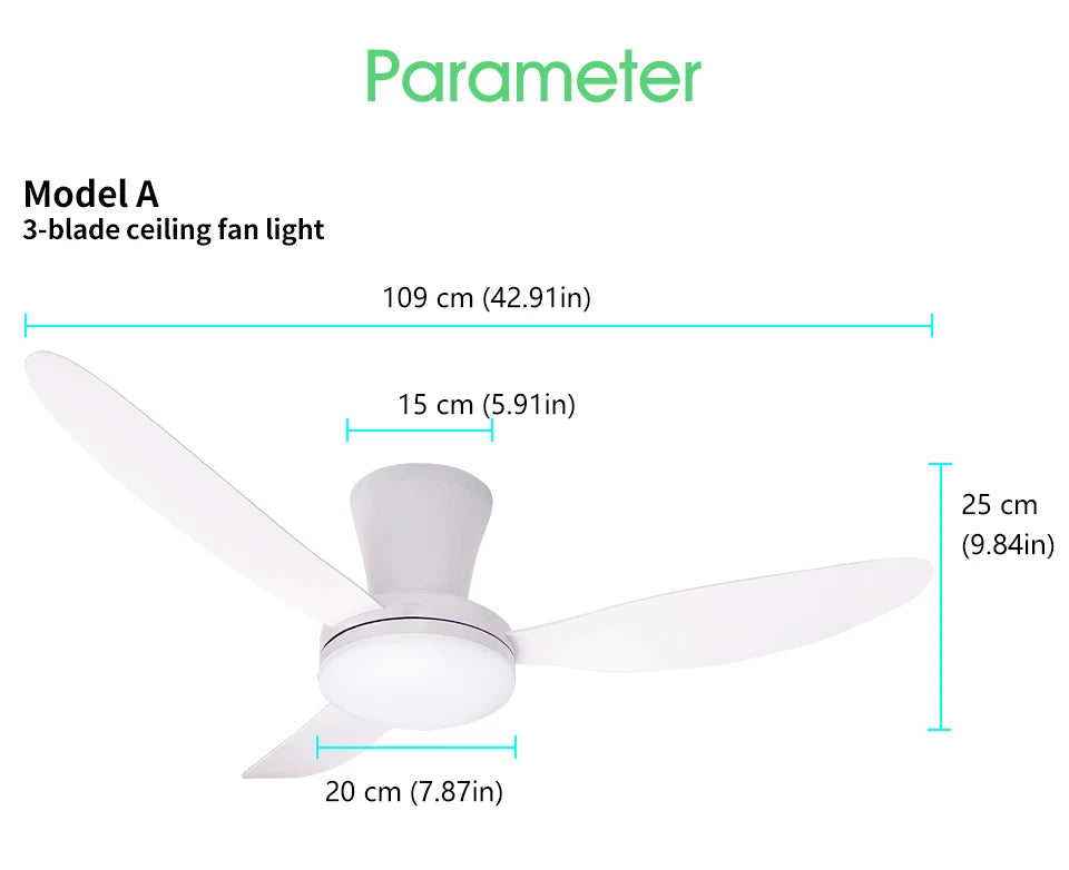 Ventilatore da Soffitto con Luce 42.91 Pollici, Motore DC Silenzioso a Risparmio Energetico, 3 Colori Variabili, 6 Velocità Regolabili, per Camera da Letto e Soggiorno