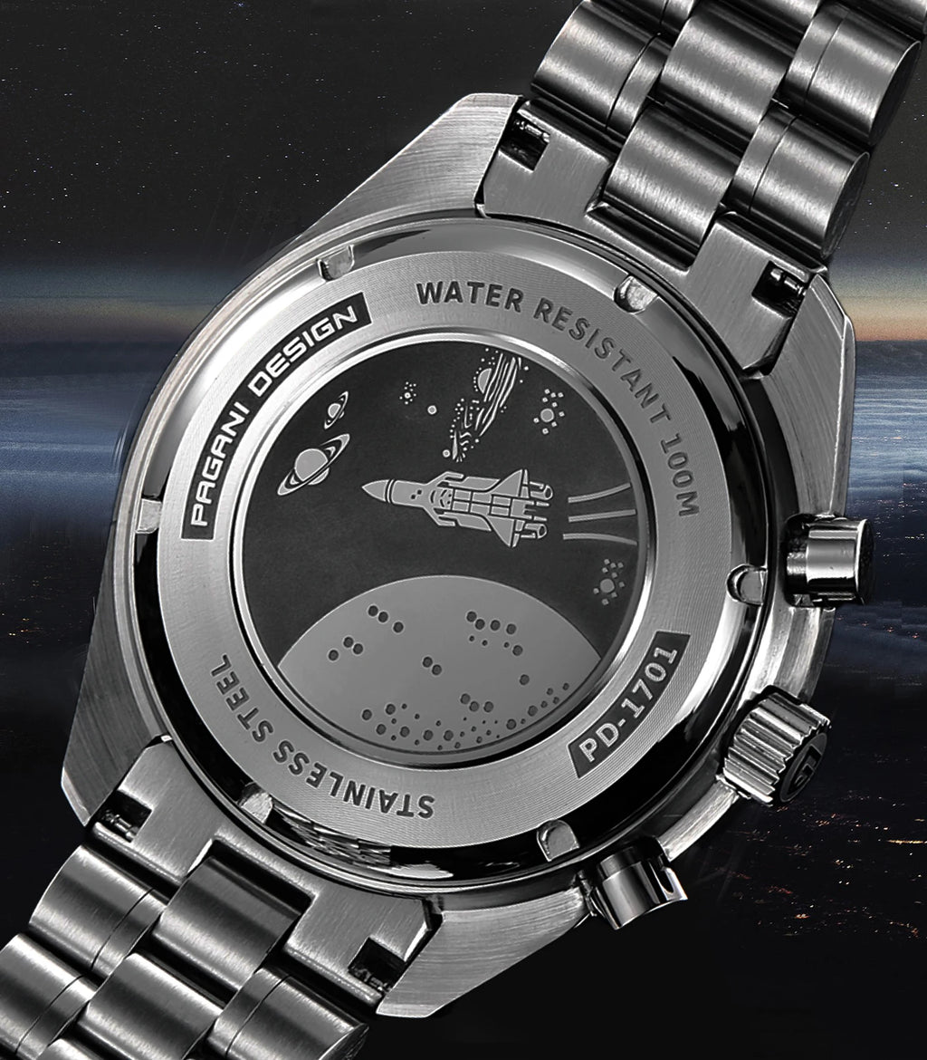 PAGANI DESIGN Orologio da Polso Uomo Quarzo Cronografo Luna Vetro Zaffiro Modello PD-1701-EU