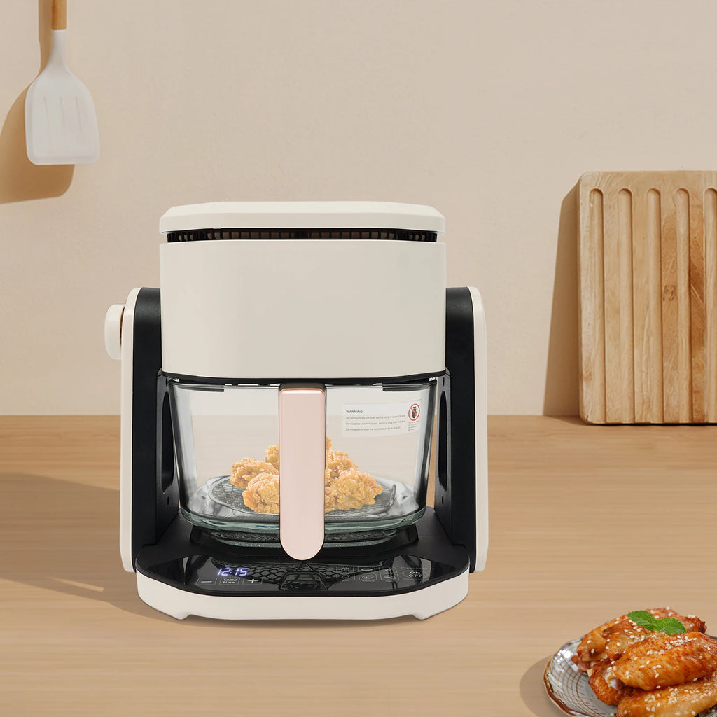 Friggitrice ad Aria da Tavolo Bianca 4.5L con Cestello Trasparente e Spina EU