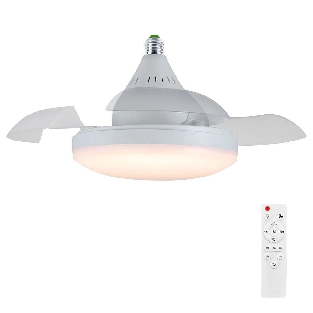 Ventilatore da soffitto JOYINLED con illuminazione e telecomando, pale retrattili a scomparsa, luce dimmerabile, silenzioso, 3 velocità per camera da letto