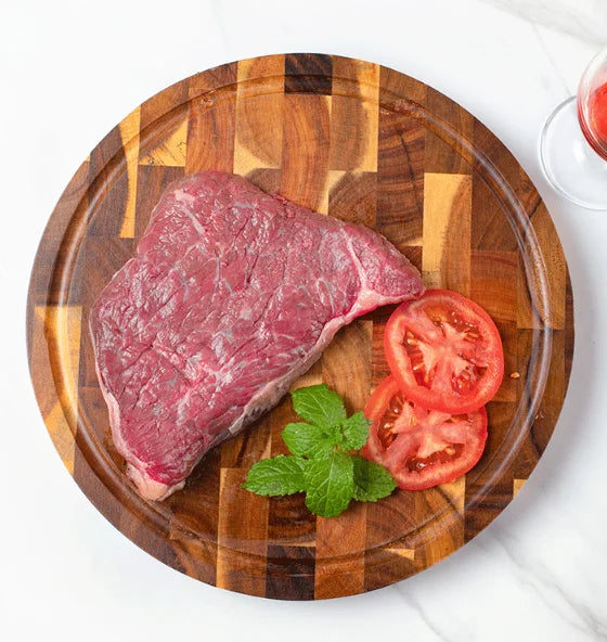WXCOO Akazienholz-Harz-Rundschneidebrett, Küchenschneidebrett für Steak-Snacks, Obst-Schneidebrett, lebensmittelechtes Schneidebrett, verdickt