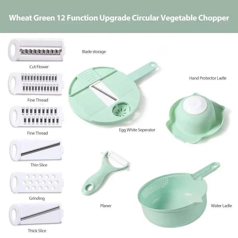 12 in 1 tritatutto per verdure multifunzionale patate tagliate manualmente affettatrice per ravanello grattugia utensili da cucina per hotel/commerciale