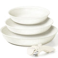 MICHELANGELO 3-teiliges antihaftbeschichtetes Pfannenset, abnehmbarer Griff, Cremefarben, antihaftbeschichtete Pfannen, ungiftige Pfannen für Backofen