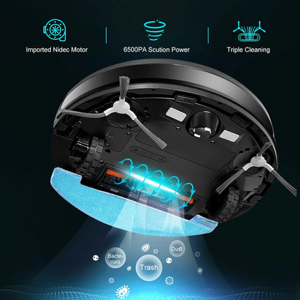 ABIR K30 Robot Vacuum Cleaner, Auto-Emptying Station, Lidar Laser, 6500PA Suction, Multi-Floor Mapping, Wet and Dry Appliance for Smart Home