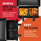 Forno friggitrice ad aria a doppio cestello da 9 litri con finestre Easy View - Oyajia