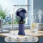 Mini Ventilatore USB con Display LED, Silenzioso 3 Velocità, Ricaricabile 1200mAh, Portatile da Scrivania per Ufficio Casa Viaggio, 2 Colori (Blu Marino/Verde Oliva)