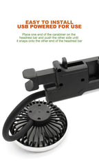 Ventilatore portatile USB a doppia testa regolabile con interruttore indipendente, 3 velocità 360° °   Ventilatore da Poggiatesta per Auto, per Casa e Sedile Posteriore