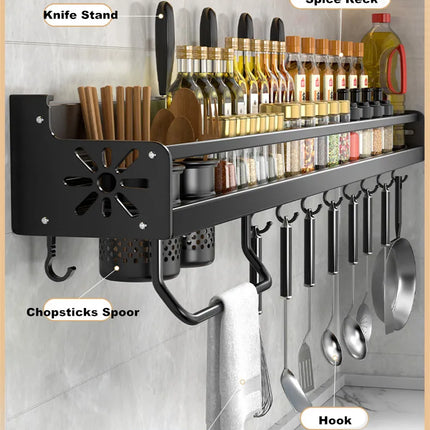 Mensola organizer da cucina, portapipe da parete, portacoltelli da cucina, condimenti da parete, bacchette, cucchiaio, paletta per riporre gli utensili