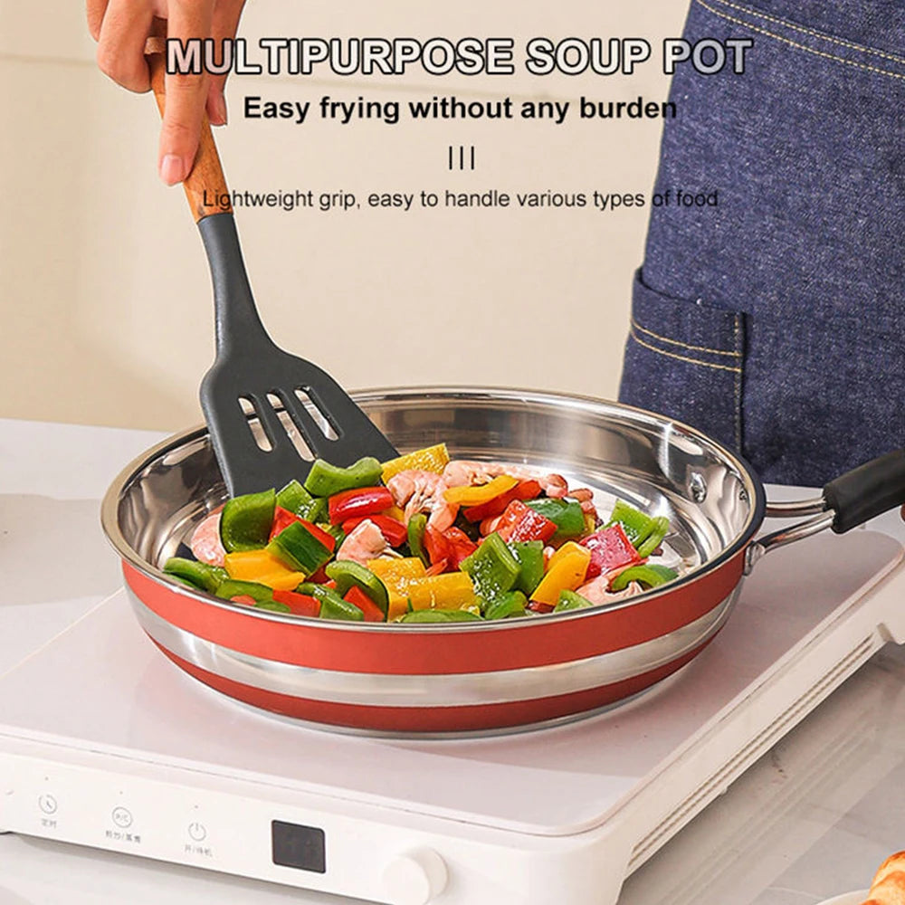 Set di Pentole Antiaderenti da 12 Pezzi in Acciaio Inox Premium con Coperchi in Vetro per Cucina Domestica