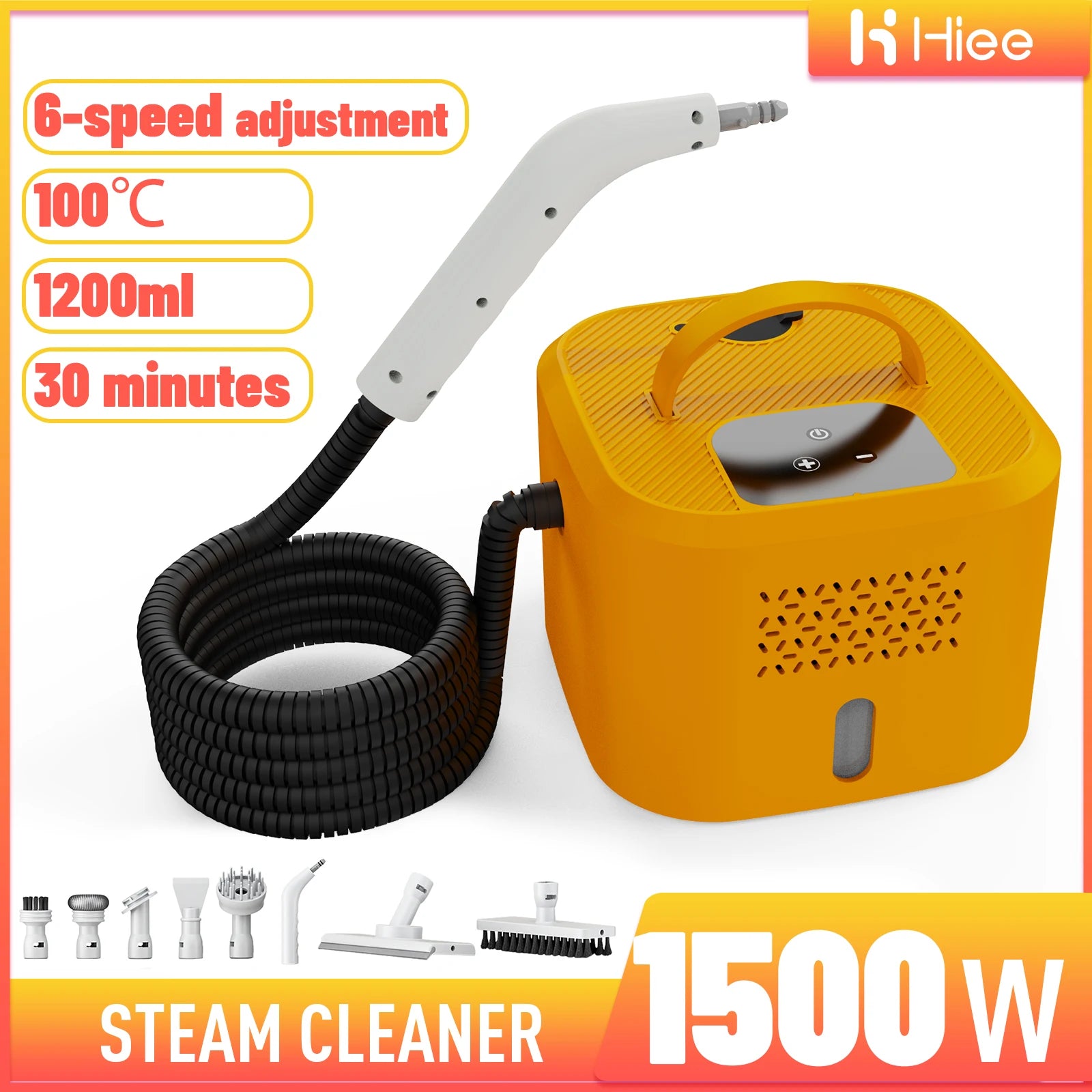 HIEE 1500W Handdampfreiniger, 1200ML, Hochtemperatur, für Tiefenreinigung und Desinfektion, Ideal für Dunstabzugshauben