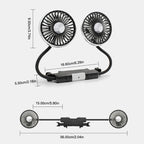 Ventilatore portatile USB a doppia testa regolabile con interruttore indipendente, 3 velocità 360° °   Ventilatore da Poggiatesta per Auto, per Casa e Sedile Posteriore