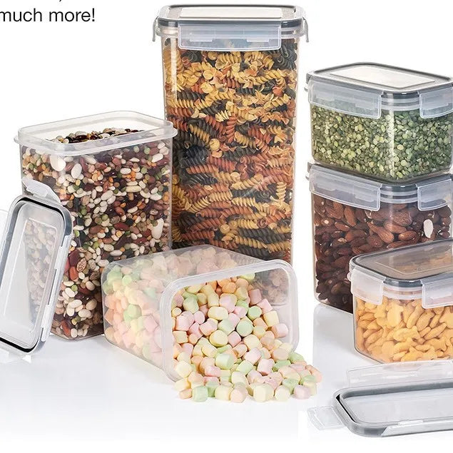 Set di 64 Contenitori Ermetici per Alimenti Secchi con Coperchi Sigillati (32 Bottiglie + 32 Coperchi), Organizzatori in Plastica di Varie Dimensioni per Dispensa, Contenitori da Cucina a Prova di Perdite per Farina, Cereali,
