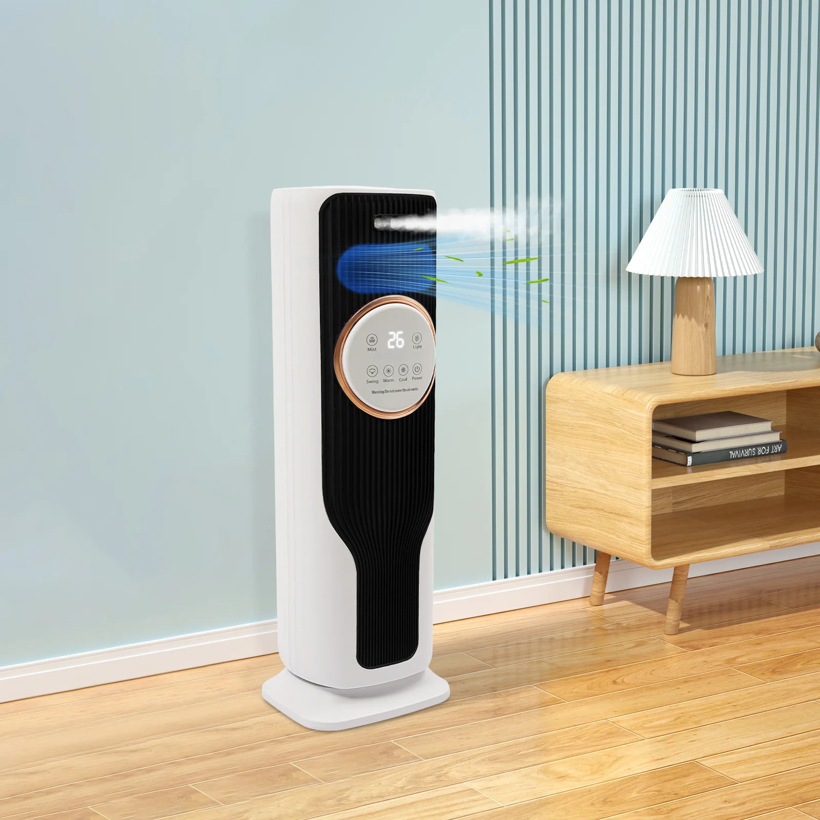 Ventola per riscaldatori spaziali da 2000 W Ventola di raffreddamento dell'aria Ventola di raffreddamento/riscaldamento con telecomando e umidificazione