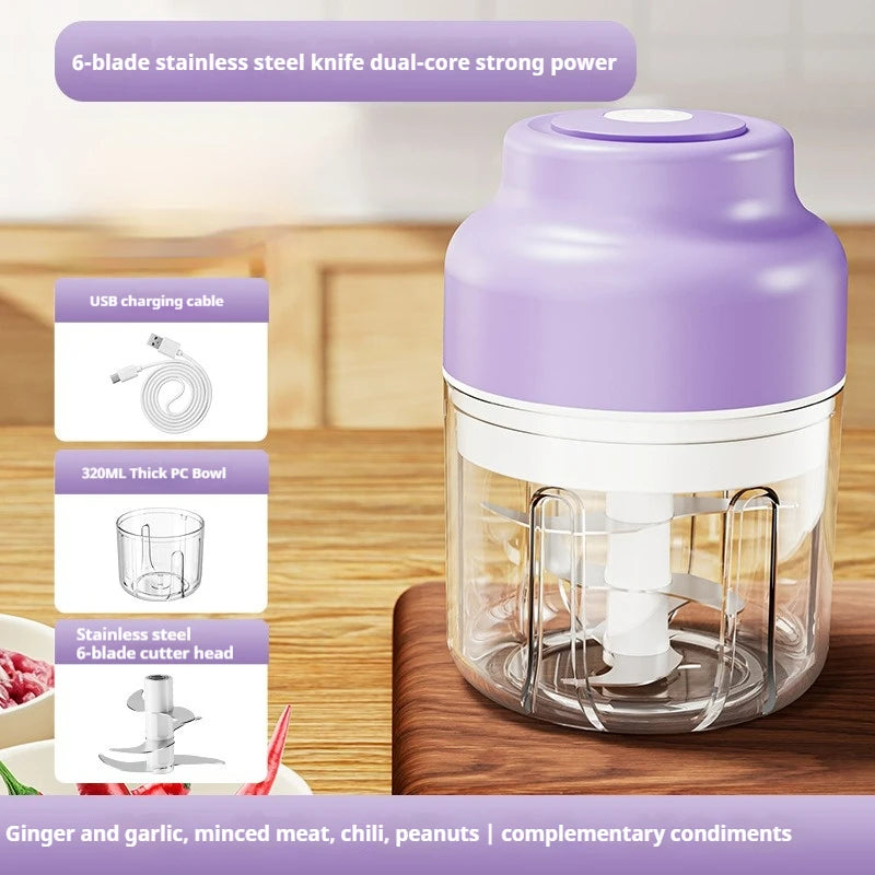 Elektrischer Knoblauchhacker 320ML, Küchenmaschine, Mini-USB-Zerkleinerer, kleiner tragbarer Zerkleinerer