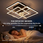 Ventilatore da soffitto nero a 3 teste con cornice quadrata, 33 cm, telecomando dimmerabile
