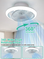 Ventilatore da Soffitto Intelligente con Luci a 360° °   Lampada Ventilatore Moderna Girevole con Controllo Remoto APP, Dimmerabile, 6 Velocità del Vento, Flusso d'Aria Reversibile per Interni