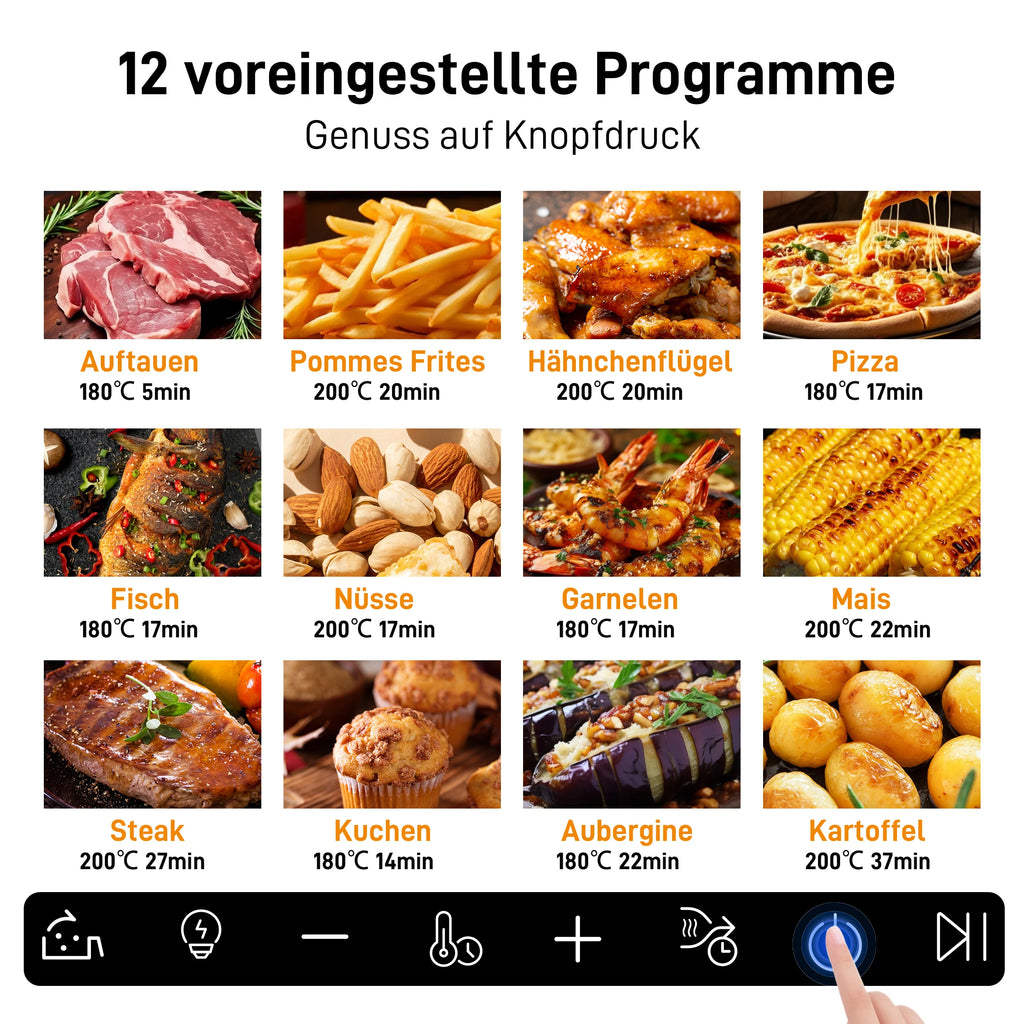 8,5L Multifunktions-Heißluftfritteuse, intelligente Fritteuse mit Sichtfenster, ölfreie elektrische Fritteuse mit LED-Touch-Steuerung, Familienbackofen