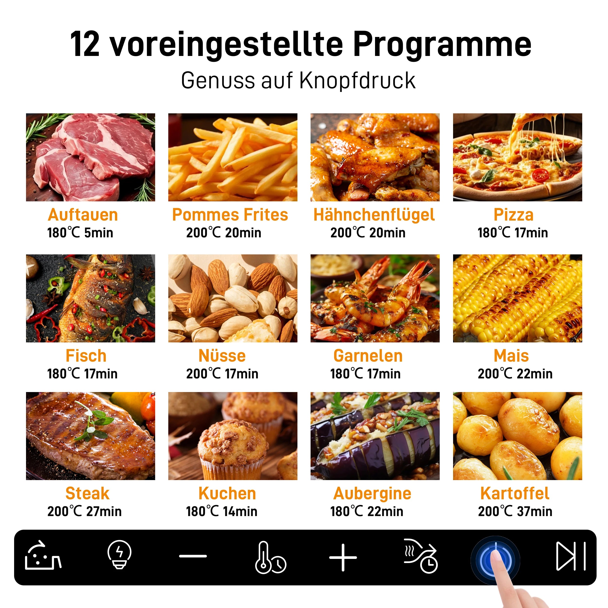 8,5L Multifunktions-Heißluftfritteuse, intelligente Fritteuse mit Sichtfenster, ölfreie elektrische Fritteuse mit LED-Touch-Steuerung, Familienbackofen