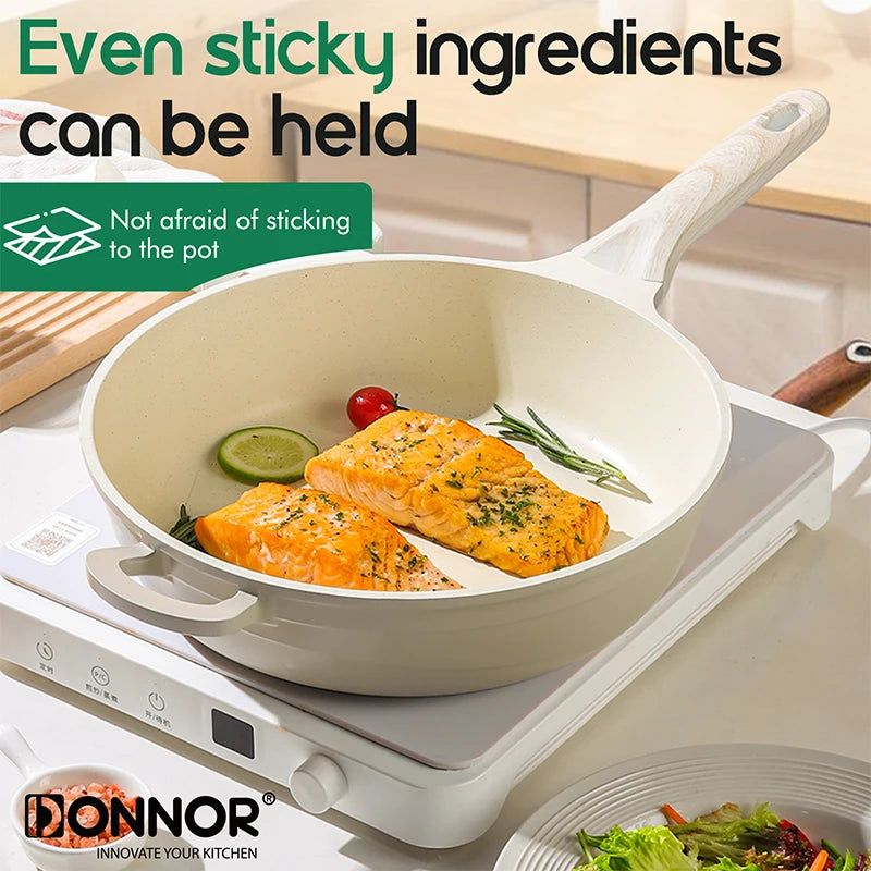 DONNOR 15 Pezzi Pentole e Padelle in Ceramica Set di Pentole Sane Antiaderenti Set da Cucina Set da Cucina con Padella a Induzione RV Set JT530