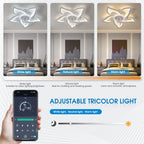 Jelena Ventilatori da soffitto da incasso Luci da ventilatore a LED a forma di fiore semplice con telecomando Camera da letto Nero Bianco Ventilatore a LED a 6 velocità