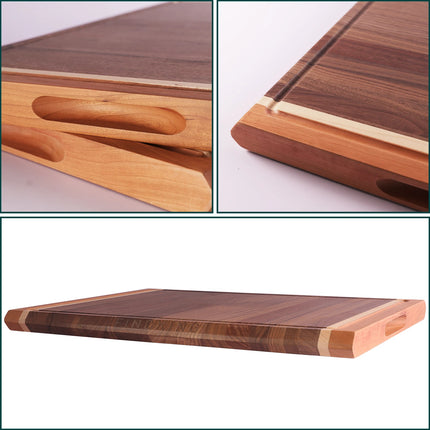 FINDKING Tagliere in legno di noce, tagliere spesso e grande con scanalatura profonda per il succo per la cucina, 44,5 x 32,8 x 2,8 cm