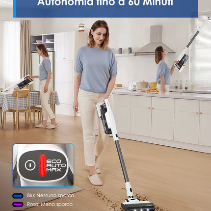 Tineco A30S, Cordless Vacuum Cleaner, 160W Suction, 60-Minute Run Time, 1L Dust Tank, ZeroTangle Brush, PureCyclone Technology, LED Light