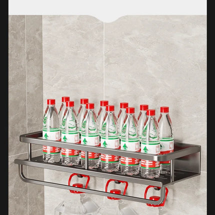 Scaffale contenitore multifunzionale da cucina di lusso leggero, portaspezie da parete senza foratura, mensola da parete in acciaio inossidabile