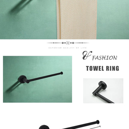 Matt Black Stainless Steel Towel Rack Towel Bar Soap Dish Toilet Paper Holder Towel Hooks Bathroom Accessories