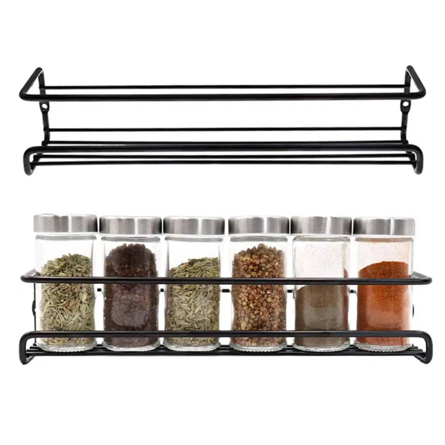 Set di 2 Portaspezie da Parete per Cucina, Design Moderno Salvaspazio, Organizzatore per Bottiglie e Barattoli