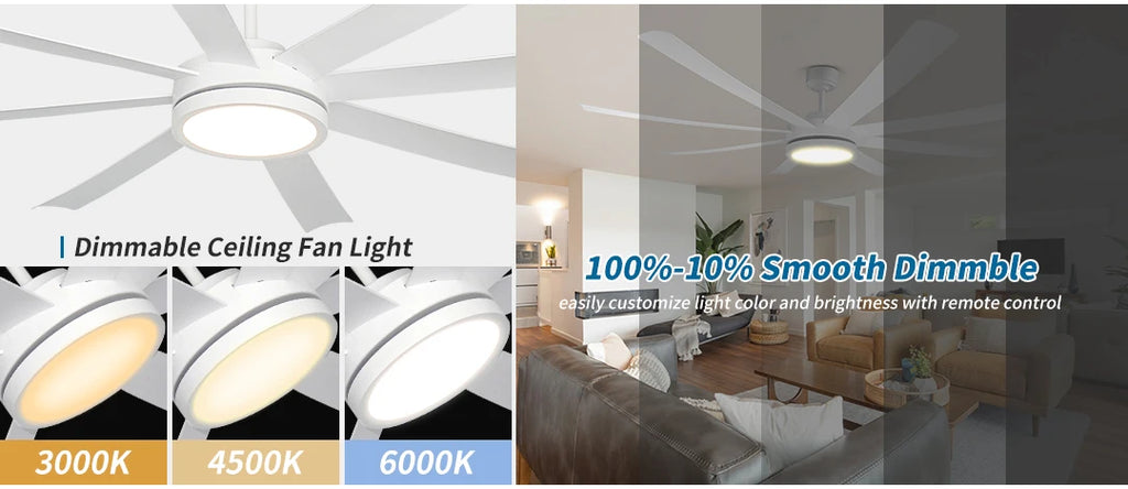 XINGOO Nordic White Ventilatore da soffitto da 72 pollici, telecomando con luce, decorazione per la casa, soggiorno, lampadario da soffitto per camera da letto