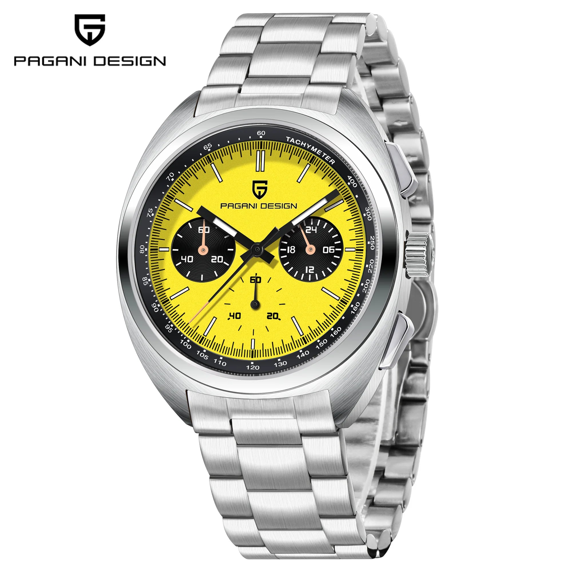 PAGANI DESIGN Orologio da polso al quarzo uomo Retro Panda Cronografo Vetro zaffiro