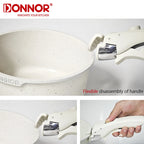 Donnor Set di pentole antiaderenti con manico rimovibile da 17 pezzi, compatibile con induzione in alluminio pressofuso
