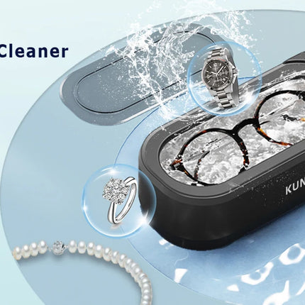 KUNPHY Pulitore per gioielli a ultrasuoni 12oz 46KHz Pulitore sonico professionale con funzionamento one-touch Pulitore sonico per anelli Occhiali